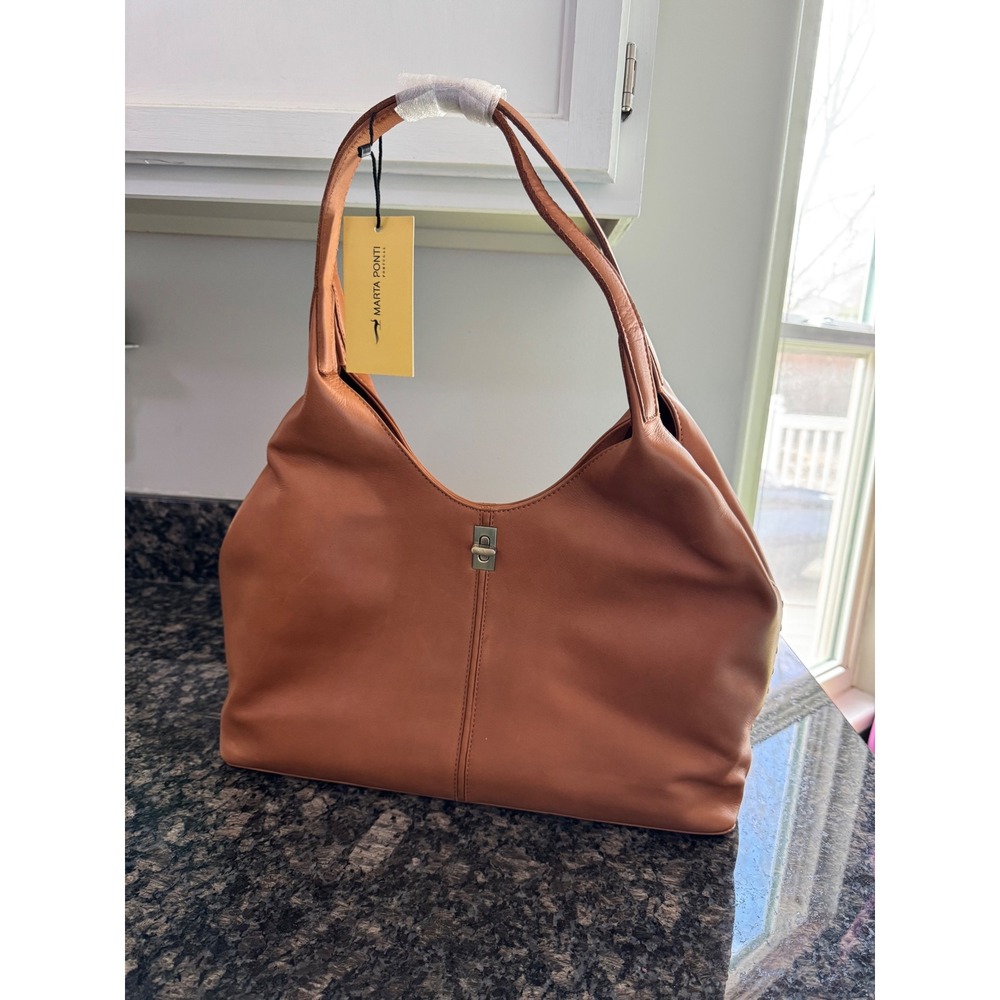 Marta Ponti Portugal Tan Leather Hobo Shoulder Bag Handbag‎ NWT